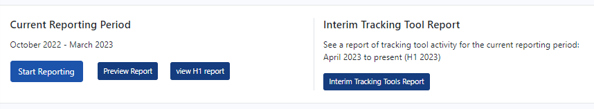 current reporting period and interim tracking tool report