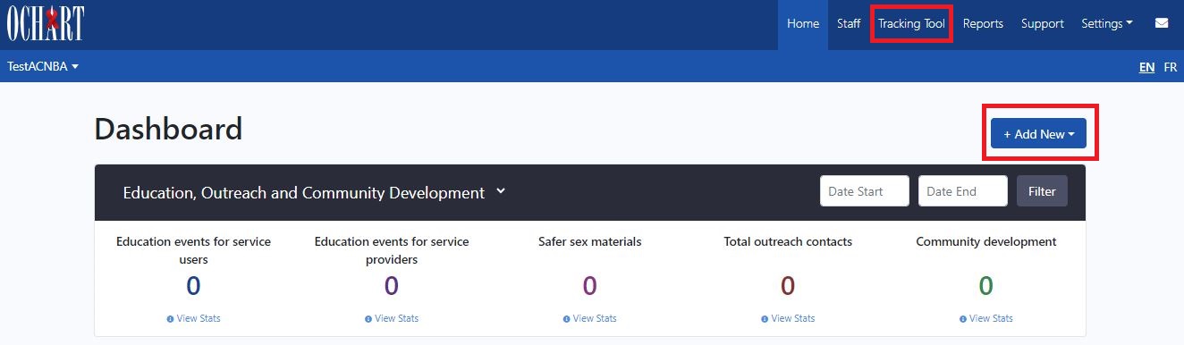 ways to access tracking tool from dashboard