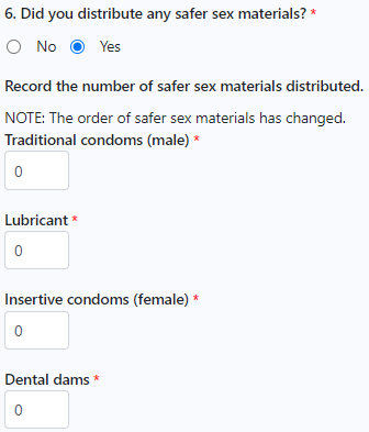 screenshot of safe sex material options