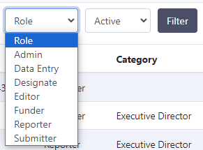 staff role dropdown filter screenshot