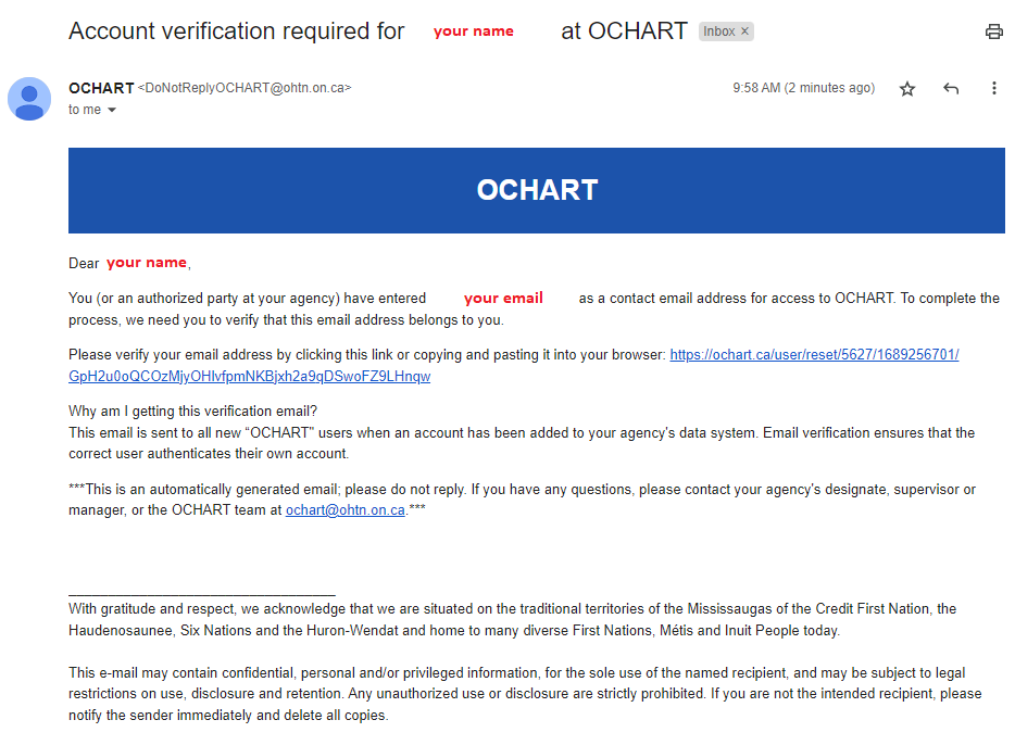 account verification email