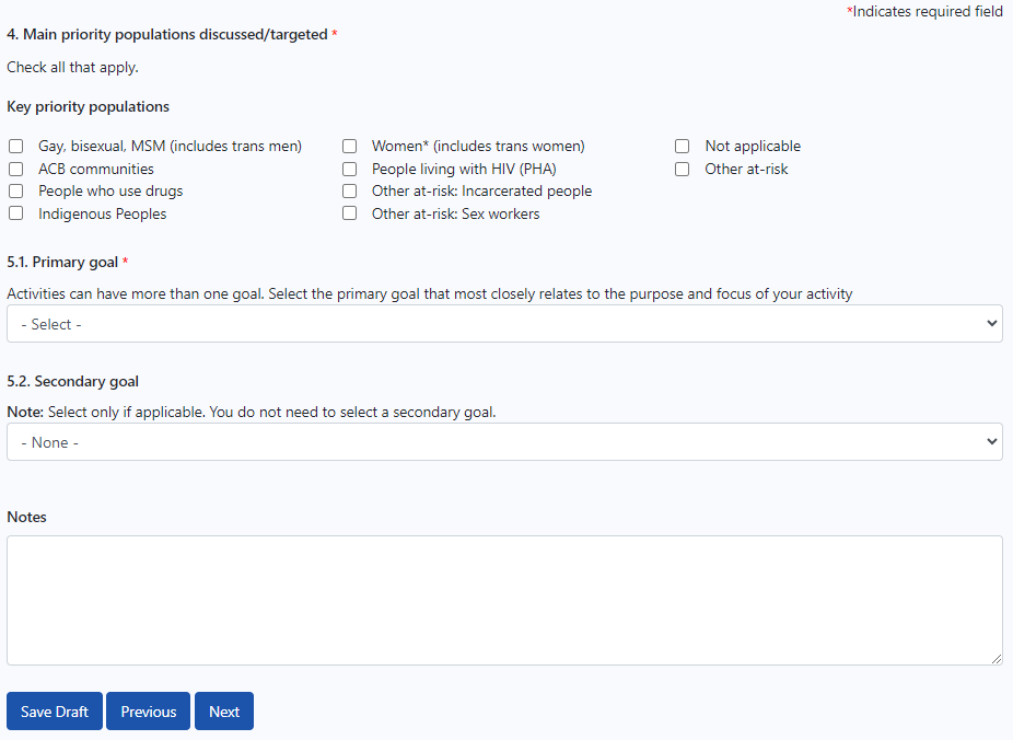 priority population and goals selection 