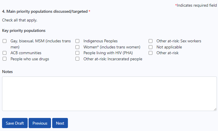 priority population selection and additional notes