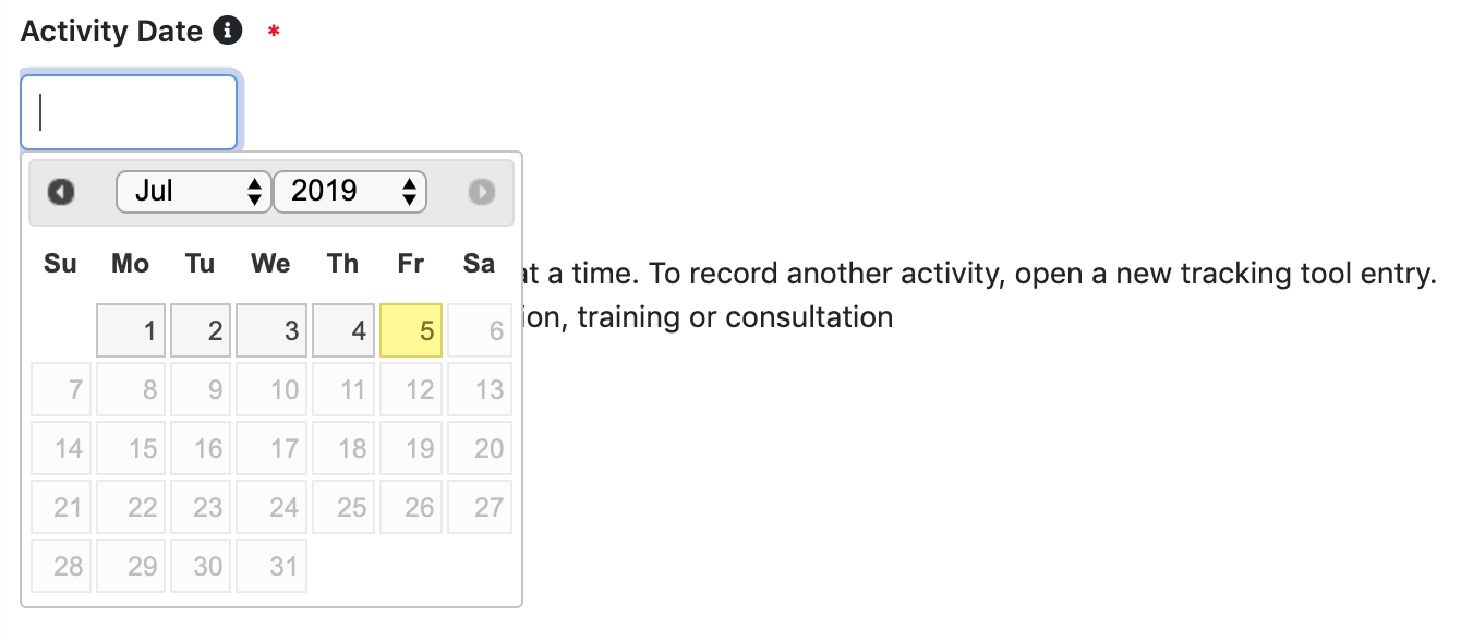 activity date dropdown